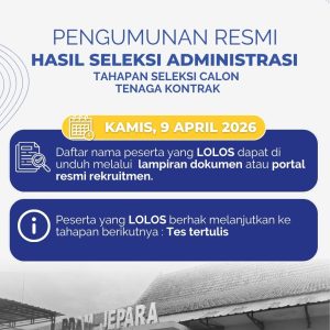 Pengumuman Resmi Hasil Seleksi Administrasi Calon Tenaga Kontrak PERUMDA Air Minum Tirta Jungporo Tahun 2026.